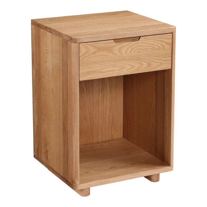 Osamu Contemporary Oak Wood Nightstand With One Drawer Nightstands LOOMLAN By Moe's Home