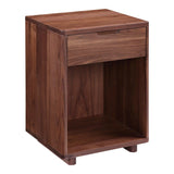 Osamu Solid Walnut Wood Brown Nightstand With One Drawer Nightstands LOOMLAN By Moe's Home