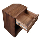 Osamu Solid Walnut Wood Brown Nightstand With One Drawer Nightstands LOOMLAN By Moe's Home