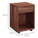 Osamu Solid Walnut Wood Brown Nightstand With One Drawer Nightstands LOOMLAN By Moe's Home