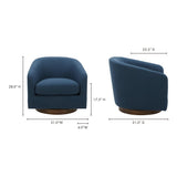 Oscy Dark Blue Swivel Bucket Accent Chair Club Chairs LOOMLAN By Moe's Home