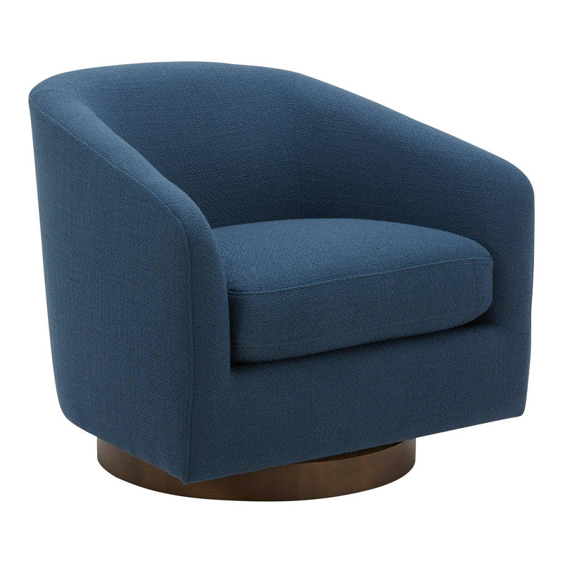 Oscy Dark Blue Swivel Bucket Accent Chair Club Chairs LOOMLAN By Moe's Home