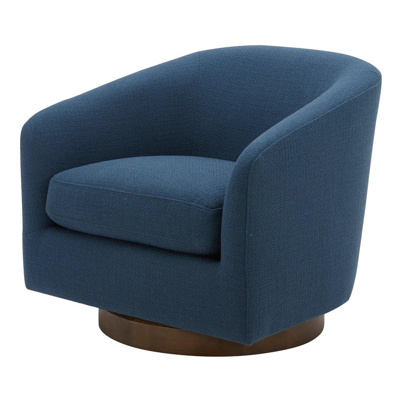 Oscy Dark Blue Swivel Bucket Accent Chair Club Chairs LOOMLAN By Moe's Home