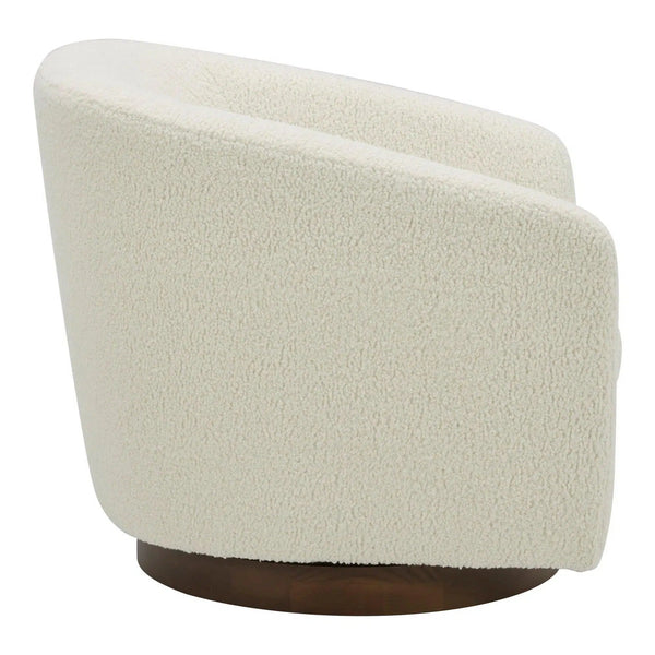 Oscy Vegan Shearling White Swivel Accent Chair Club Chairs LOOMLAN By Moe's Home