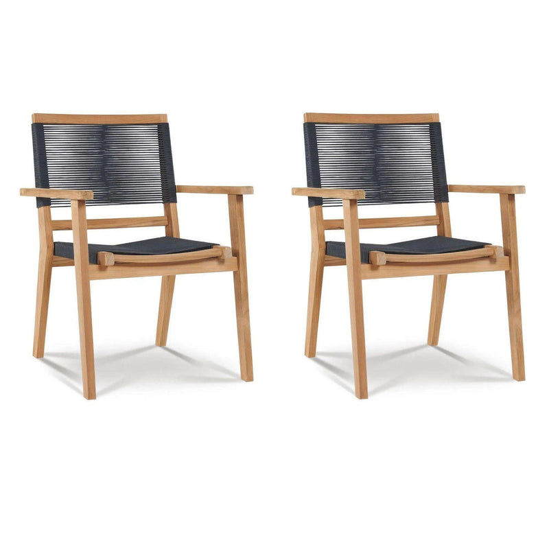 Oslo Teak Outdoor Stacking Armchair (Set of 2) Outdoor Dining Chairs LOOMLAN By HiTeak