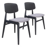 Othello Dining Chair (Set of 2) Gray & Black Dining Chairs LOOMLAN By Zuo Modern