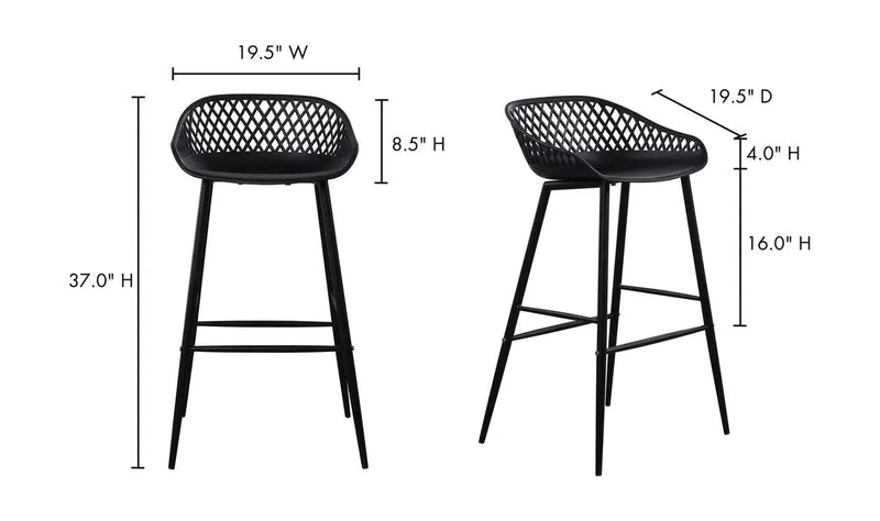 Outdoor Barstool Black (Set of 2) Black Contemporary (Bar Height) Outdoor Bar Stools LOOMLAN By Moe's Home