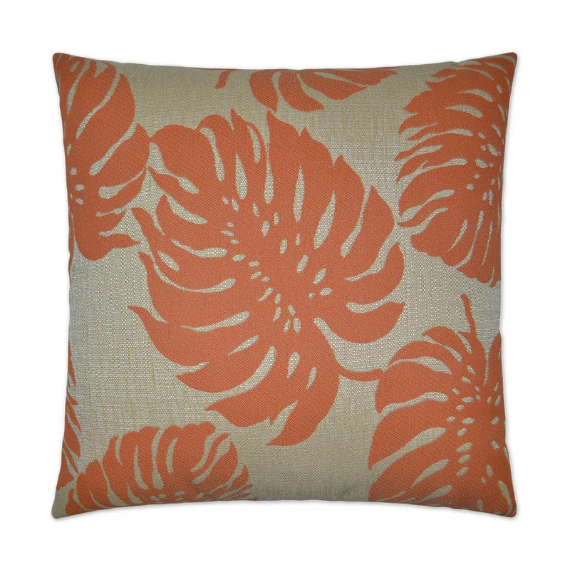 Outdoor Bay Palm Pillow - Orange Outdoor Pillows LOOMLAN By D.V. Kap