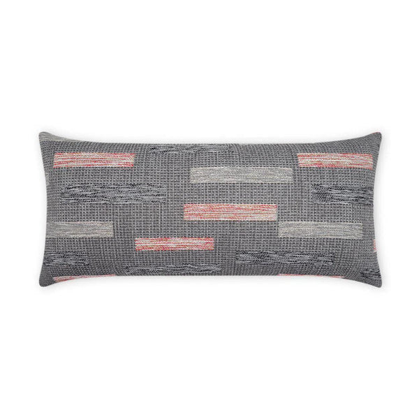 Outdoor Blockweave Lumbar Pillow - Coral Outdoor Pillows LOOMLAN By D.V. Kap