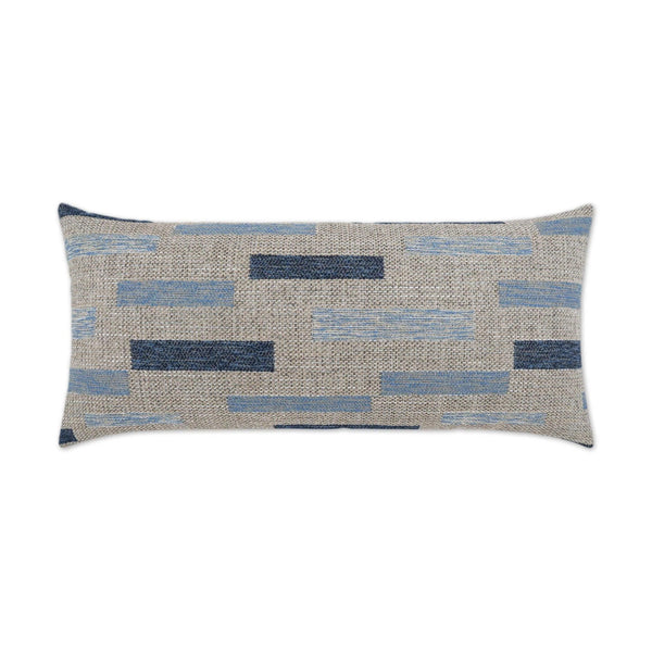 Outdoor Blockweave Lumbar Pillow - Indigo Outdoor Pillows LOOMLAN By D.V. Kap