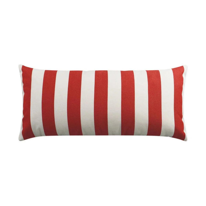 Outdoor Café Stripe Lumbar Pillow - Red Outdoor Pillows LOOMLAN By D.V. Kap