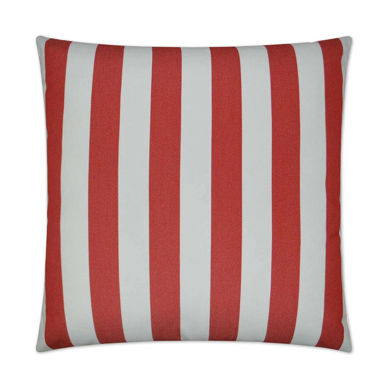 Outdoor Café Stripe Pillow - Red Outdoor Pillows LOOMLAN By D.V. Kap