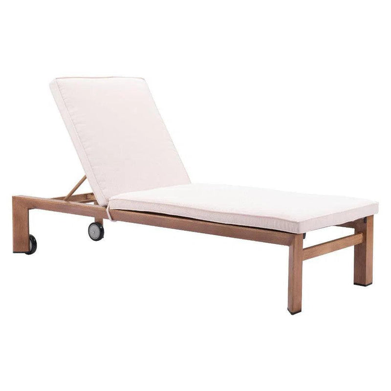 Outdoor Chaise Lounge Aluminum Frame Beige Water Resistant Olefin Outdoor Chaises LOOMLAN By Zuo Modern