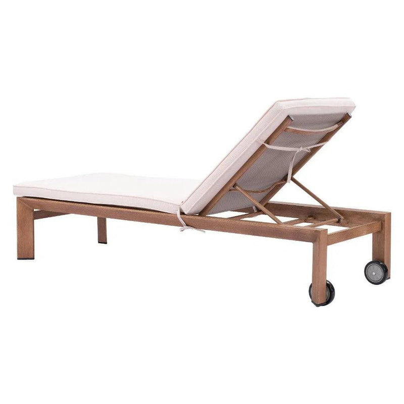 Outdoor Chaise Lounge Aluminum Frame Beige Water Resistant Olefin Outdoor Chaises LOOMLAN By Zuo Modern