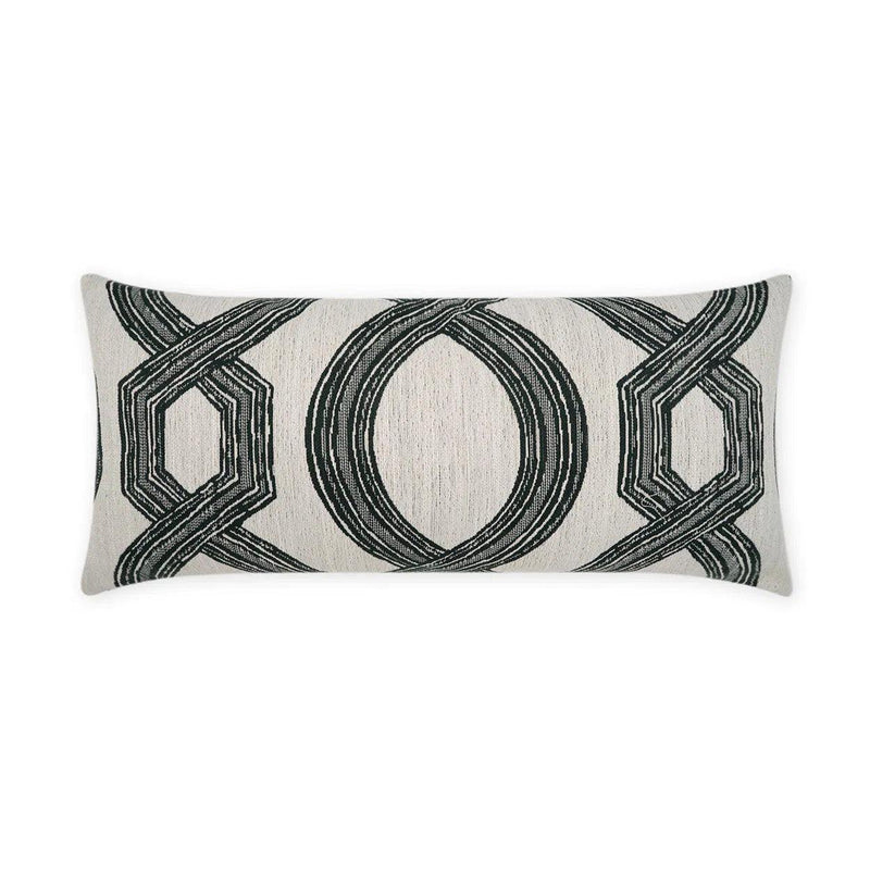 Outdoor Evadne Lumbar Pillow - Black Outdoor Pillows LOOMLAN By D.V. Kap