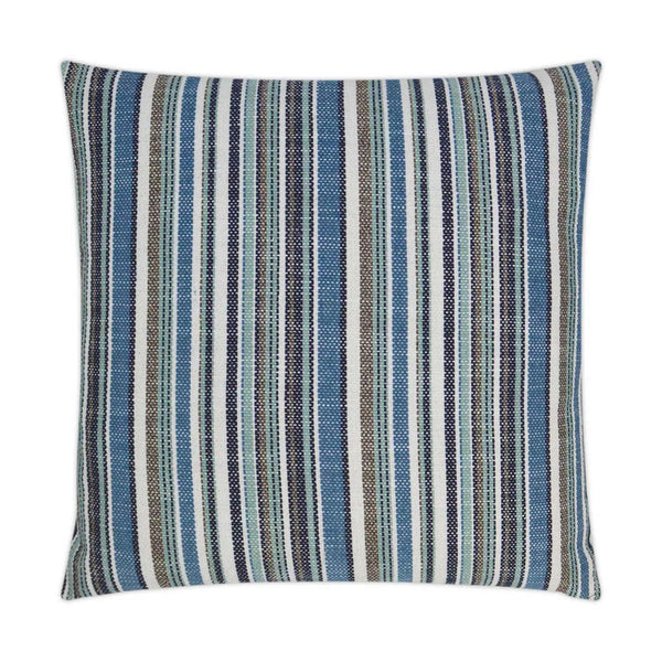 Outdoor Fancy Stripe Pillow - Navy Outdoor Pillows LOOMLAN By D.V. Kap