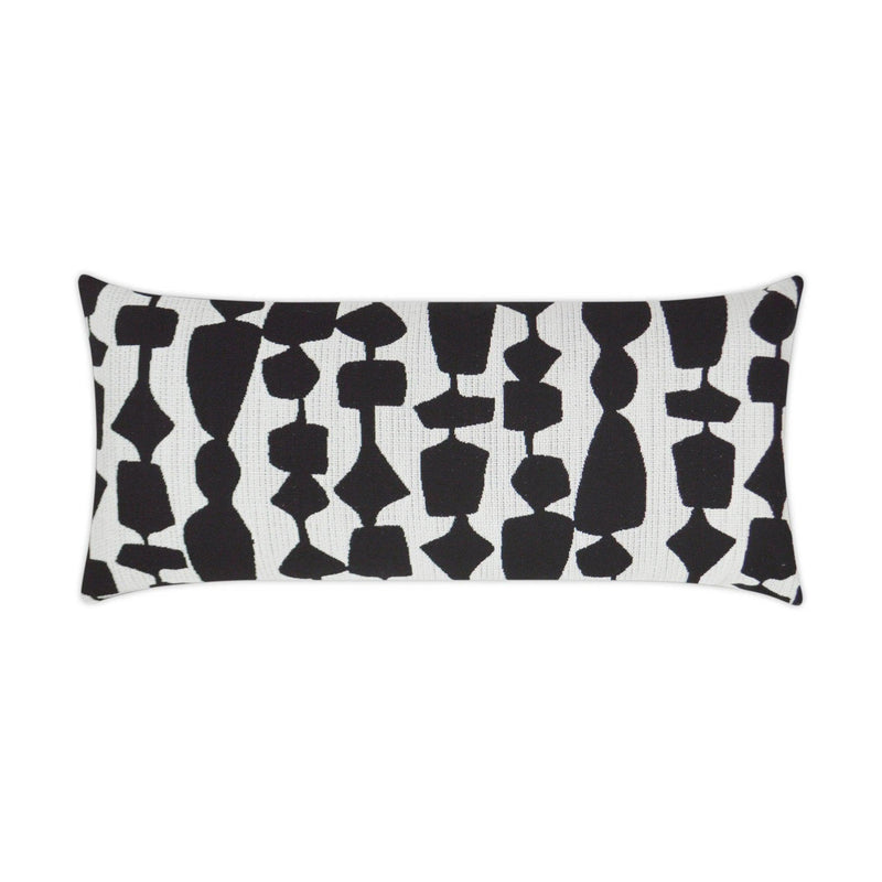 Outdoor Freya Lumbar Pillow - Black Outdoor Pillows LOOMLAN By D.V. Kap