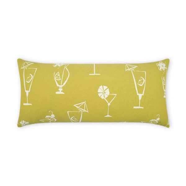 Outdoor Happy Hour Lumbar Pillow - Citron Outdoor Pillows LOOMLAN By D.V. Kap