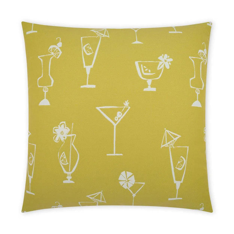 Outdoor Happy Hour Pillow - Citron Outdoor Pillows LOOMLAN By D.V. Kap