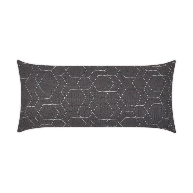 Outdoor Hex Quilt Lumbar Pillow - Grey Outdoor Pillows LOOMLAN By D.V. Kap