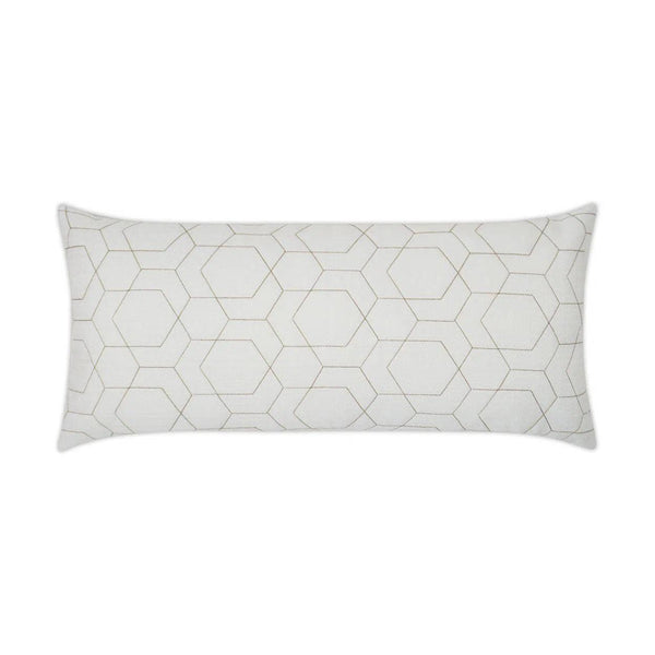 Outdoor Hex Quilt Lumbar Pillow - White Outdoor Pillows LOOMLAN By D.V. Kap