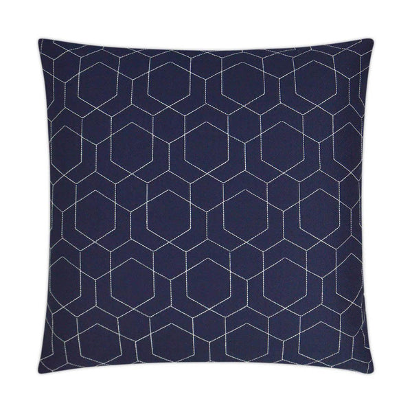 Outdoor Hex Quilt Pillow - Navy Outdoor Pillows LOOMLAN By D.V. Kap