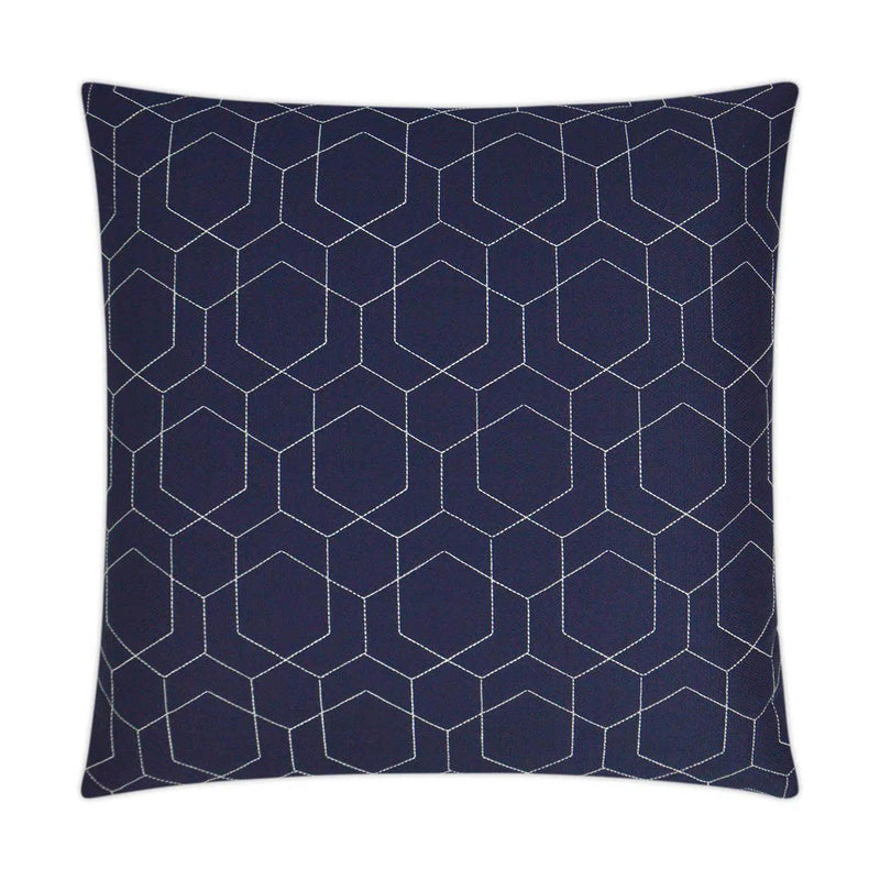 Outdoor Hex Quilt Pillow - Navy Outdoor Pillows LOOMLAN By D.V. Kap