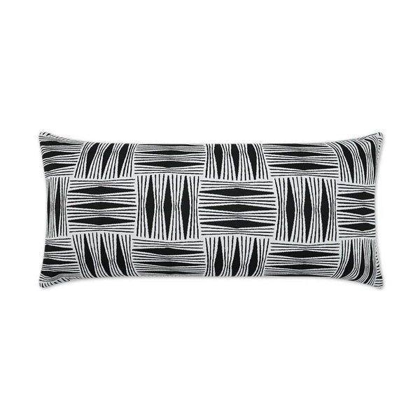 Outdoor Kizomba Lumbar Pillow - Ebony Outdoor Pillows LOOMLAN By D.V. Kap