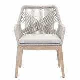 Outdoor Loom Rope Dining Arm Chair Set of 2 Taupe Rope and Teak Outdoor Dining Chairs LOOMLAN By Essentials For Living