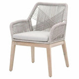 Outdoor Loom Rope Dining Arm Chair Set of 2 Taupe Rope and Teak Outdoor Dining Chairs LOOMLAN By Essentials For Living