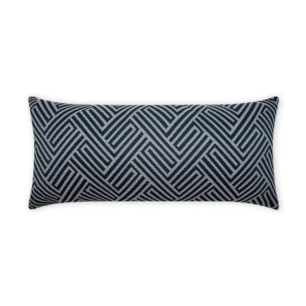 Outdoor Mandros Lumbar Pillow - Navy Outdoor Pillows LOOMLAN By D.V. Kap