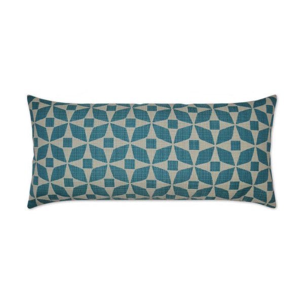 Outdoor Marquee Lumbar Pillow - Turquoise Outdoor Pillows LOOMLAN By D.V. Kap