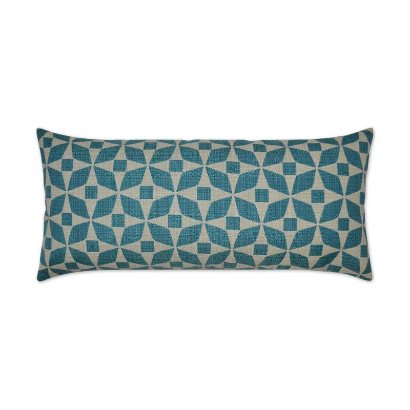 Outdoor Marquee Lumbar Pillow - Turquoise Outdoor Pillows LOOMLAN By D.V. Kap