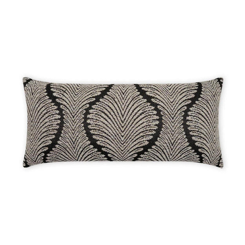 Outdoor Palmyra Lumbar Pillow - Black Outdoor Pillows LOOMLAN By D.V. Kap