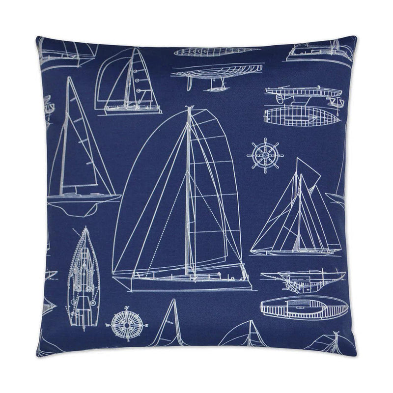 Outdoor Sailing Pillow - Navy Outdoor Pillows LOOMLAN By D.V. Kap