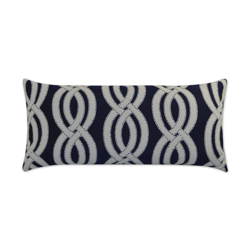 Outdoor Sea Shore Lumbar Pillow - Navy Outdoor Pillows LOOMLAN By D.V. Kap