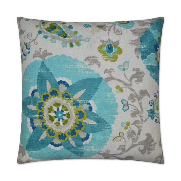 Outdoor Silsila Pillow - Turquoise Outdoor Pillows LOOMLAN By D.V. Kap