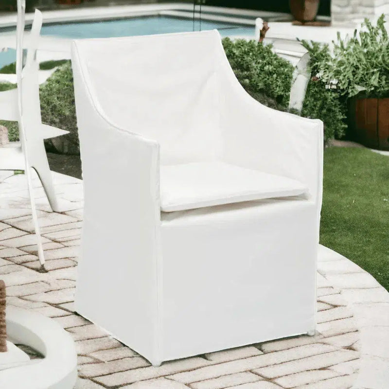 Outdoor Slipcover White Dining Armchair Performance Fabric Outdoor Dining Chairs LOOMLAN By Artesia