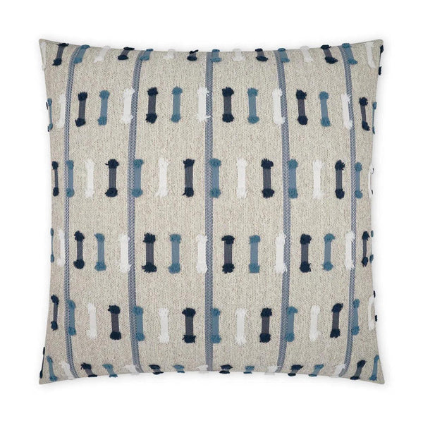 Outdoor Tassel Stripe Pillow - Blue Outdoor Pillows LOOMLAN By D.V. Kap