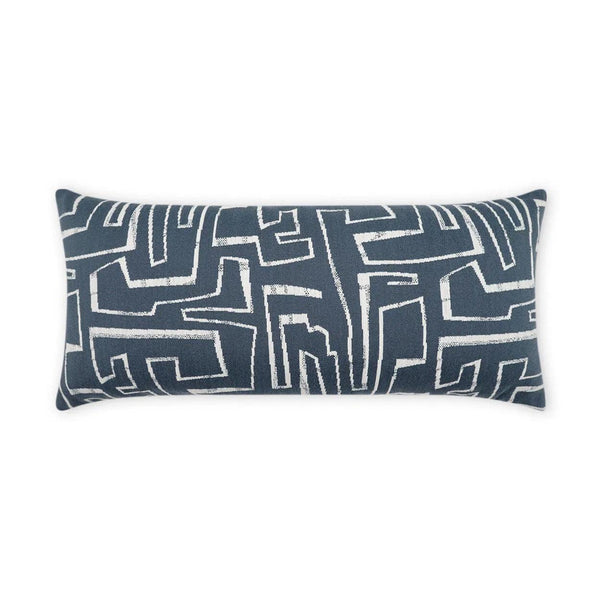 Outdoor Theon Lumbar Pillow - Blue Outdoor Pillows LOOMLAN By D.V. Kap