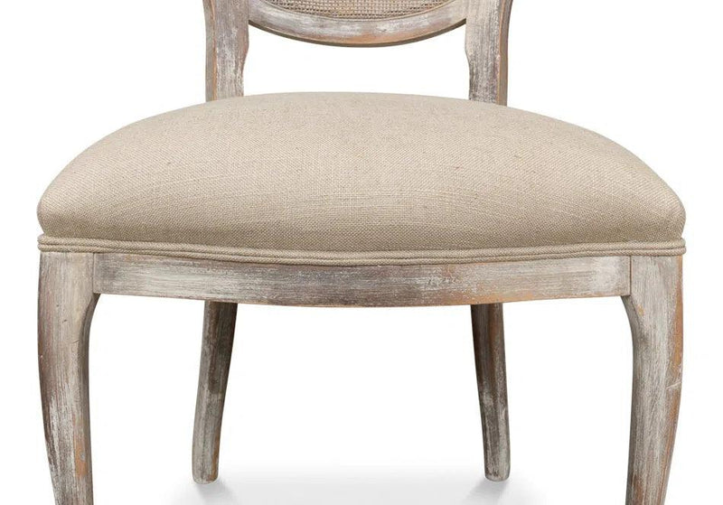 Oval Cane Back Set Chair Grey Oak Hopsack Dining Chairs LOOMLAN By Sarreid