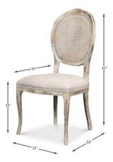 Oval Cane Back Set Chair Grey Oak Taupe Dining Chairs LOOMLAN By Sarreid