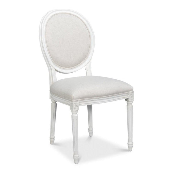 Oval Wood White Armless Side Chair (Set of 2) Club Chairs LOOMLAN By Sarreid