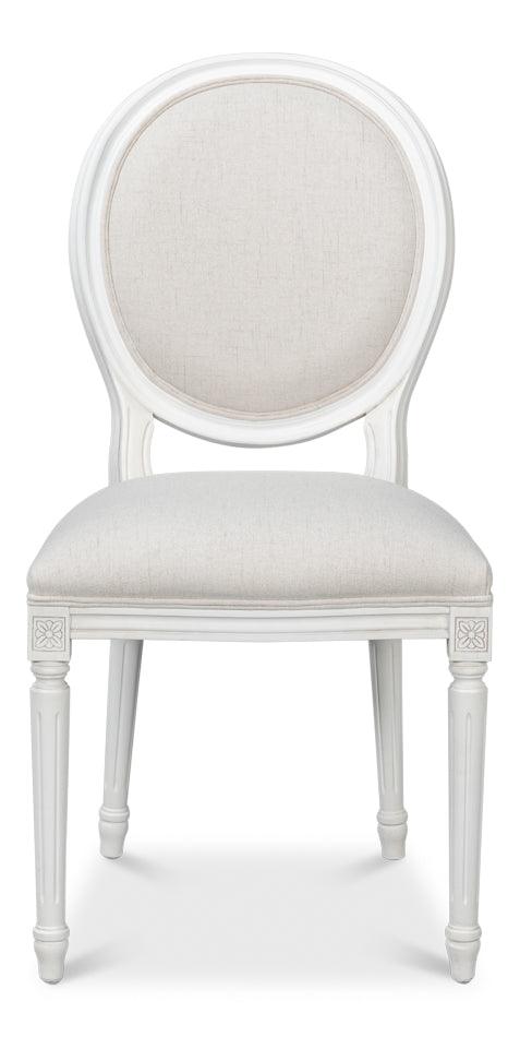 Oval Wood White Armless Side Chair (Set of 2) Club Chairs LOOMLAN By Sarreid