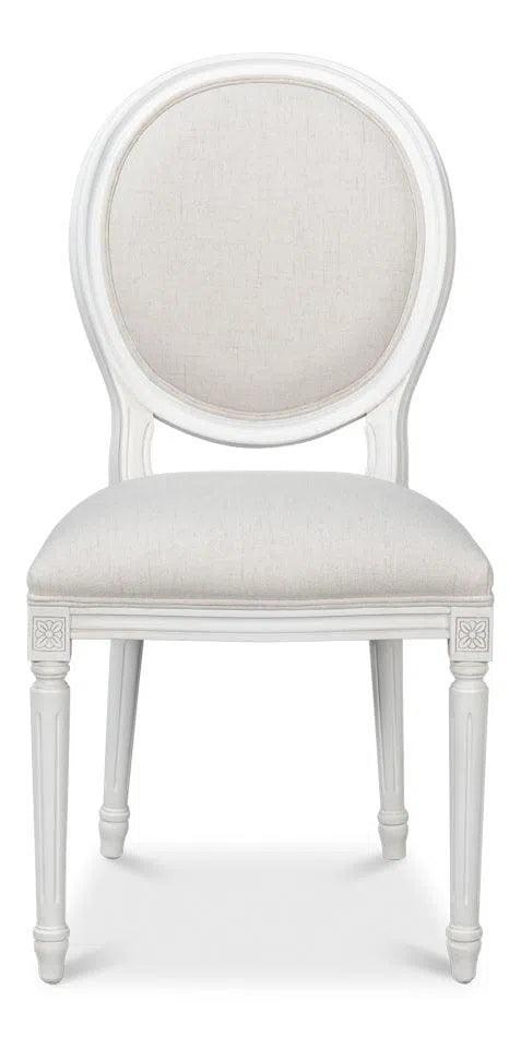 Oval Wood White Armless Side Chair (Set of 2) Club Chairs LOOMLAN By Sarreid