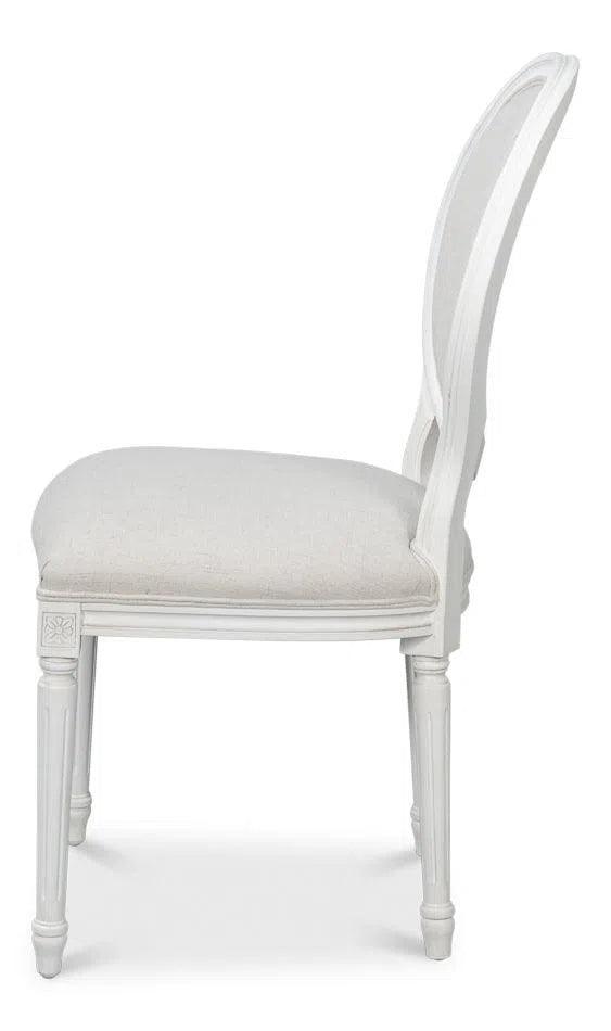 Oval Wood White Armless Side Chair (Set of 2) Club Chairs LOOMLAN By Sarreid