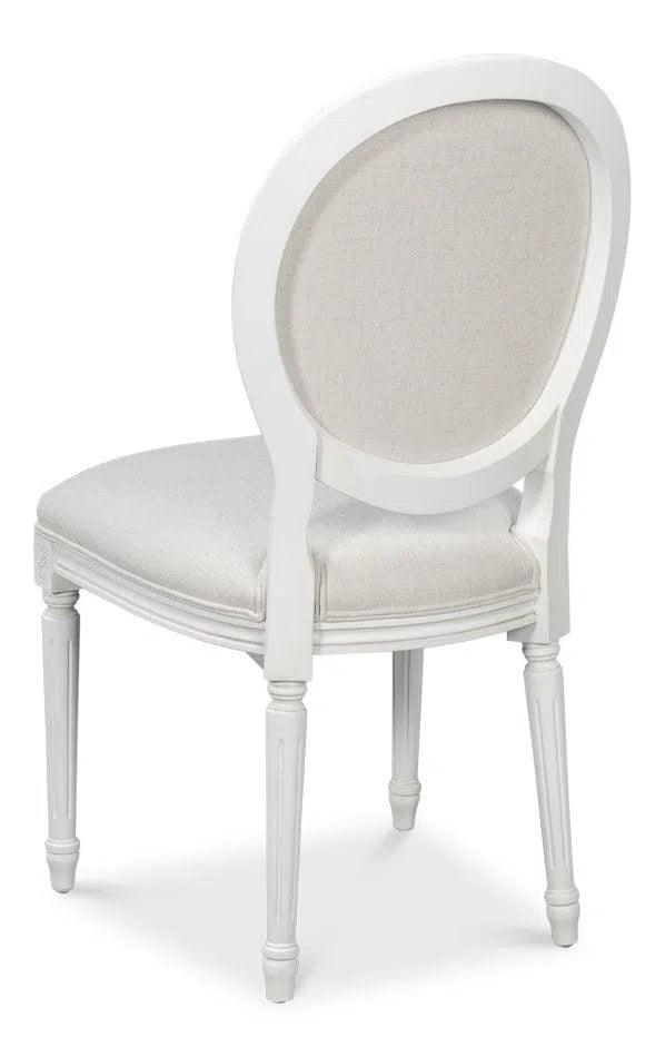 Oval Wood White Armless Side Chair (Set of 2) Club Chairs LOOMLAN By Sarreid