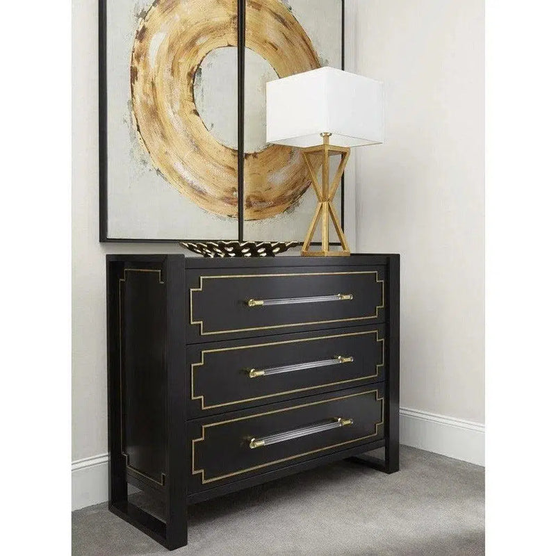 Oversized Black and Gold Modern Accent Cabinet Accent Cabinets LOOMLAN By Bassett Mirror