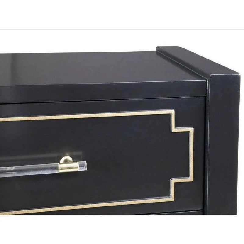 Oversized Black and Gold Modern Accent Cabinet Accent Cabinets LOOMLAN By Bassett Mirror