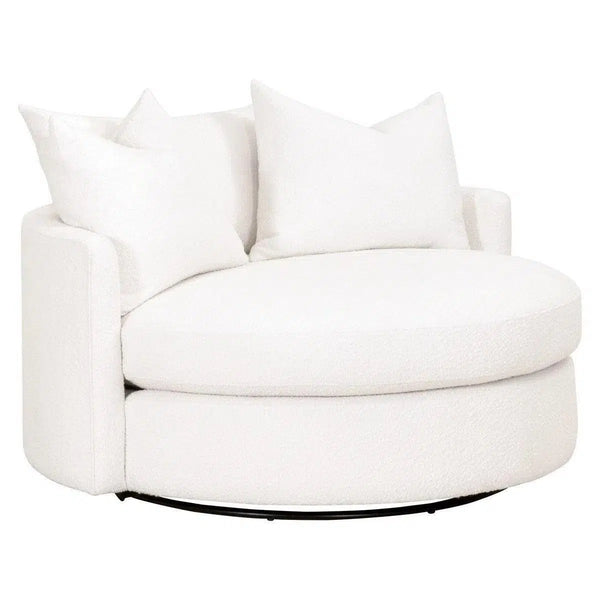 Oversized White Boucle Swivel Chair And A Half Club Chairs LOOMLAN By Essentials For Living